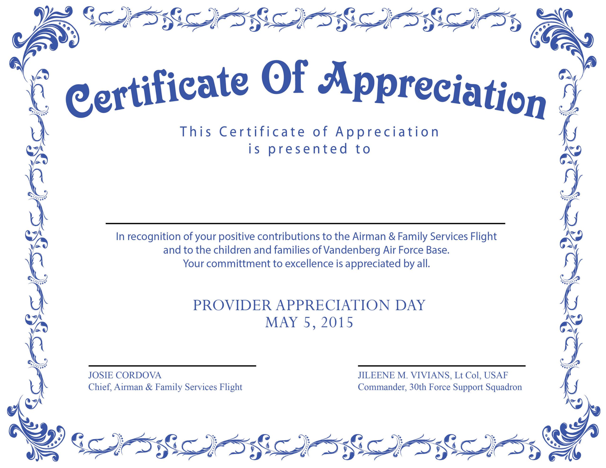 Provider Appreciation Certificate - JESSICA GALLOWAY